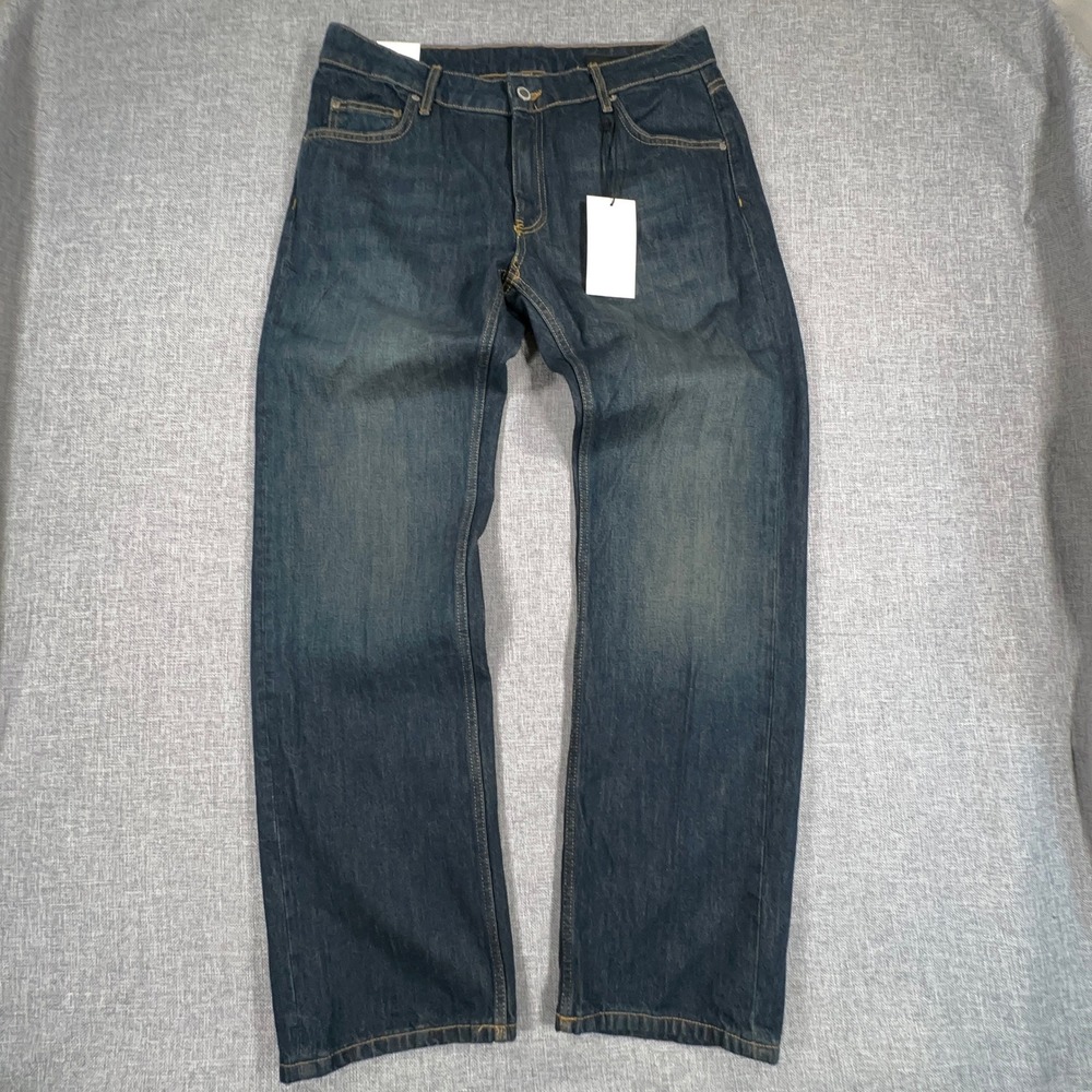 Zara ZW Low Straight Fit Jeans Women 10 Dark Wash Y2K Streetwear Baggy Denim NEW